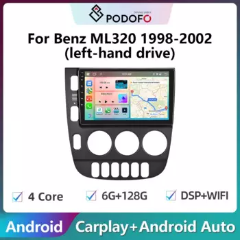 Автомагнитола Podofo, 2din, Android, для Benz ML320 1998-2002, Carplay, стереопроигрыватель, Авторадио, Wi-Fi, GPS-навигация, FM/RDS