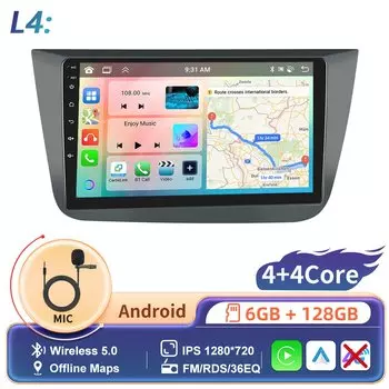 Автомагнитола Podofo, 2DIN, Android, мультимедийный видеоплеер для SEAT ALTEA 2004-2016, GPS-навигация, 2DIN, Carplay, автомобильный стереоплеер