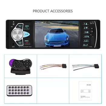 Автомагнитола Podofo 4022D, 1 Din, 4,1 дюйма, Bluetooth, FM-приемник, USB, поддержка камеры заднего вида и управления рулевым колесом