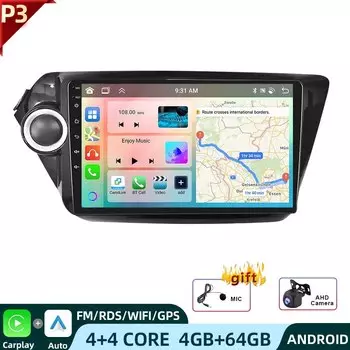 Автомагнитола Podofo, 4G, Android, для Kia RIO 3, 4, 2011-2016, мультимедийный плеер, 2din, головное устройство, GPS-навигация, RDS, HiFi стерео