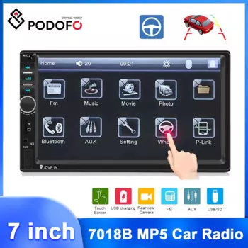 Автомагнитола Podofo 7018B/7023B, мультимедийный плеер 2 Din с 7-дюймовым HD сенсорным экраном, для Nissan, Toyota, Kia