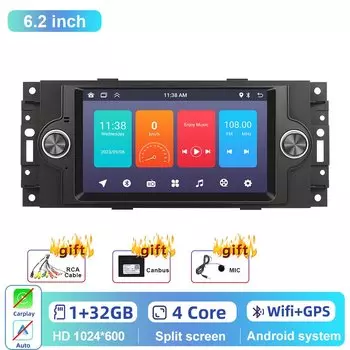 Автомагнитола Podofo, 7 дюймов, для Jeep Cherokee, Dodge, Chrysler 300C, Carplay, Android, Bluetooth, Wi-Fi, RDS