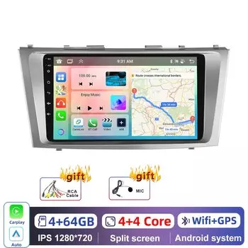 Автомагнитола Podofo для Toyota Camry 2006-2011, мультимедийный видеоплеер, навигация, стерео, GPS, Android, 2 din, dvd, автомагнитола