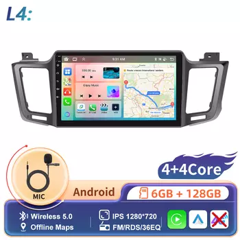 Автомагнитола Podofo, мультимедийный плеер на Android, с радио, для Toyota RAV4 (слева), Типоразмер DSP