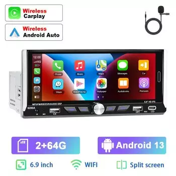 Автомагнитола Podofo, мультимедийный плеер на Android, 2 Гб ОЗУ, 64 Гб ПЗУ, для VW, Nissan, Toyota, Honda, Типоразмер 1 Din