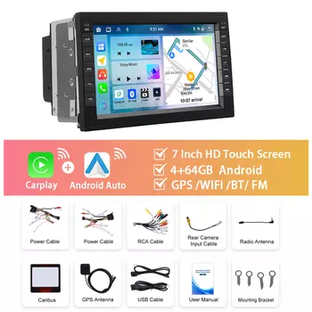 Автомагнитола Podofo, мультимедийный плеер на Android, с 7 "экраном, 4 Гб ОЗУ, 64 Гб ПЗУ, GPS, Wi-Fi, для VW Passat Golf MK5, MK6, Jetta T5