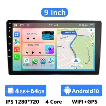 Автомагнитола Podofo, мультимедийный видеоплеер на Android, с 7 "экраном 9" 10 ", GPS, для Volkswagen, Nissan, Kia, Toyota, типоразмер 2DIN