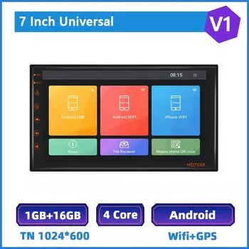 Автомагнитола Podofo, мультимедийный видеоплеер на Android, с 7 "разрезом, GPS, для Volkswagen, Toyota, Nissan, KIA, Ford, Carplay, типоразмер 2 Din