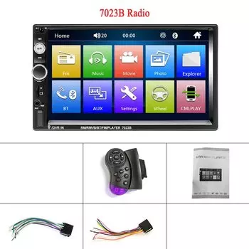 Автомагнитола Podofo универсальная, мультимедийный плеер 2 Din с 7-дюймовым сенсорным HD экраном, FM-приемником и монитором с функцией Mirror Link