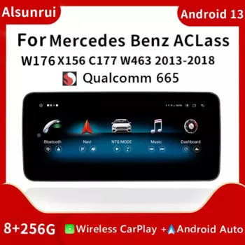 Автомагнитола Qualcomm 665 для Mercedes W176 X117 X156 W463 2013-2018, Android 13
