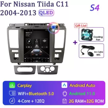 Автомагнитола Srnubi для Nissan Tiida C11 9,7-2004, мультимедийный плеер на Android, с экраном 2013 дюйма, GPS-навигацией, RDS, Carplay, автомобильный стерео DVD