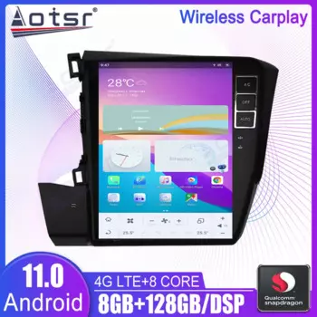 Автомагнитола Tesla в стиле Android 11 для Honda Civic 2012 +, мультимедийный плеер, GPS-навигация, DSP, автомобильное стерео головное устройство PX6