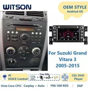 Автомагнитола WITSON на Android 14 для Suzuki Grand Vitara 3 2005-2015, автомобильный DVD мультимедийный стерео автоаудио GPS