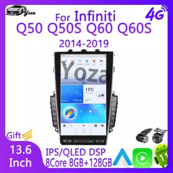 Автомагнитола Yoza для Infiniti Q50L, Q50, Q50s, Q60, Q60s, 13,6-2014, Android 2019
