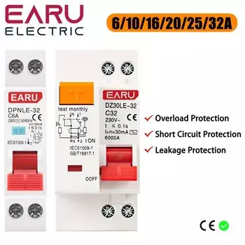 Автомат дифференциального тока EARUELECTRIC 6kA