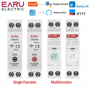 Автомат защити цепи EARUELECTRIC Tuya 63A 1P+N WiFi