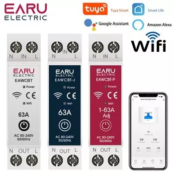 Автомат защити цепи EARUELECTRIC Tuya Wi-Fi 63A белый