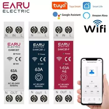 Автомат защити цепи EARUELECTRIC Tuya Wi-Fi 63A белый