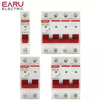 Автомат защити цепи EARUELETRIC DIN-рейка 1P 2P 3P 4P 40A 63A 100A 125A