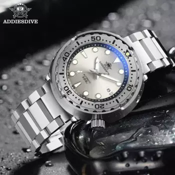 Автоматические часы ADDIESDIVE NH35, механические часы с тунцем для мужчин, сапфировые часы из стали для дайвинга, синие светящиеся Роскошные наручные часы, мужские часы