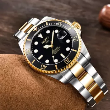 Автоматические часы NIBOSI для мужчин, Модные Военные механические часы с датой, мужские водонепроницаемые наручные часы из нержавеющей стали, мужские часы