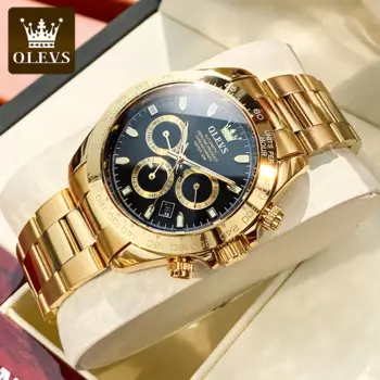 Автоматические механические часы OLEVS, золотистые водонепроницаемые светящиеся мужские наручные часы с защитой от царапин