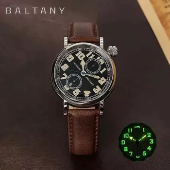 Автоматические механические мужские часы Baltany 1935 в стиле ретро навигация S6047 из нержавеющей стали с кожаным ремешком 5 бар Роскошные мужские часы