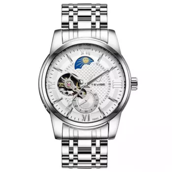 Автоматические механические мужские часы с турбийоном, мужские деловые часы с Лунной фазой, светящиеся водонепроницаемые часы из нержавеющей стали, мужские часы 2022