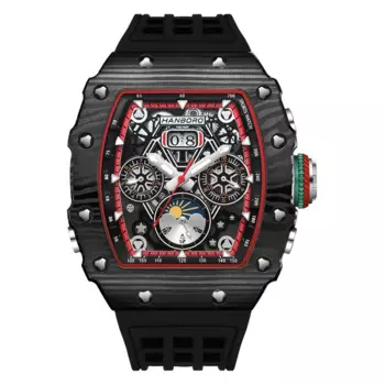 Автоматические Мужские механические часы HANBORO, трендовые механические часы со стальным ремешком, мужские часы с силиконовым ремешком