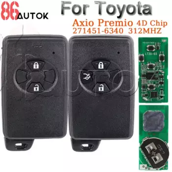Автоматический дистанционный ключ 271451-6340 для Toyota Axio Premio, безключевой ключ, флэш-чип 4D, 312 флэш-код, заменяемые безключевые кнопки Go 2/3