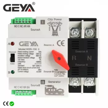 Автоматический переключатель GEYA W2R Mini ATS 2P 63A 100A