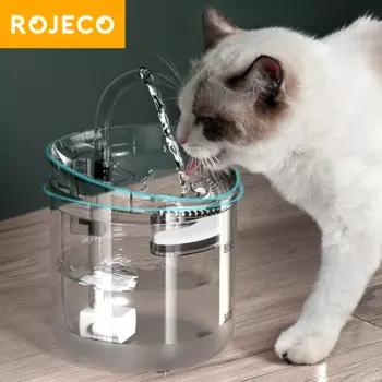 Автоматический питьевой фонтан ROJECO 2 л для кошек, поилка с угольным фильтром для кошек и собак, питьевой фонтан