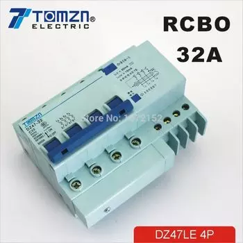 Автоматический выключатель DZ47LE 4P 32A 400V ~ 50 HZ/60 HZ с защитой от перегрузки по току и утечки