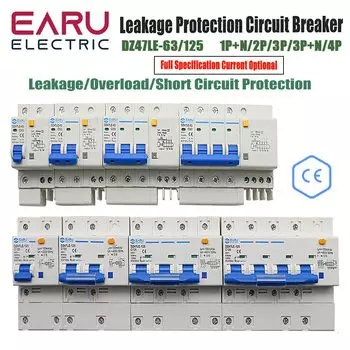 Автоматический выключатель EARU DZ47LE-63/125 с защитой от утечки тока