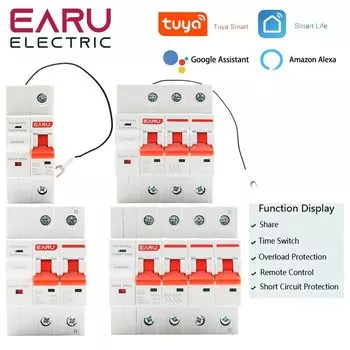 Автоматический выключатель EARUELETRIC WiFi 1P 2P 3P 4P