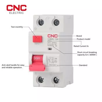 Автоматический выключатель остаточного тока CNC YCB9RL-100 30 мА