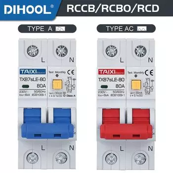 Автоматический выключатель остаточного тока Dihool RCBO 6kA 30mA 2P