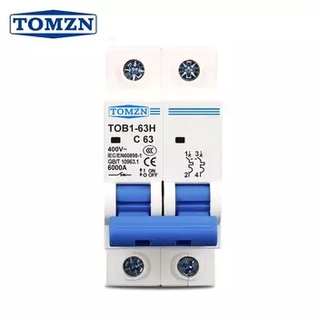 Автоматический выключатель TOMZN TOB1-63H тип C 2P 25A 400V~ 50HZ/60HZ