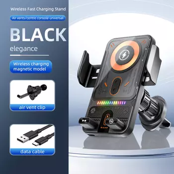 Автоматический зажим 15 Вт, беспроводное автомобильное зарядное устройство, адаптер сверхбыстрой зарядки, вентиляционное отверстие, автомобильный держатель для телефона для iPhone 16 15 Pro Max Samsung