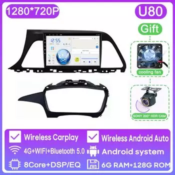 Автомобиль Android 14 для Hyundai Sonata 7 LF 2014 2015 2016 2017-2020 Мультимедийный плеер Высокопроизводительный процессор без сенсорного экрана DVD 2din