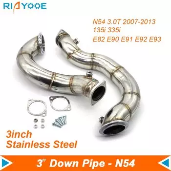 Автомобильная 3-дюймовая водосточная труба N54 подходит для BMW 135i 335Xi E82 E90 E91 E92 E93 3.0T 07-13 Turbo Down Pipes из нержавеющей стали