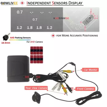 Автомобильная электронная парковочная система, 4 передних радар-детектора, 8 датчиков, 12 В, для AHD-камеры, Парктроник, аксессуары