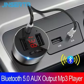 Автомобильная гарнитура JINSERTA, Bluetooth 5,0, FM-передатчик, AUX Выход, mp3-плеер, 4.8A, зарядное устройство с двумя USB-портами, поддержка U-диска, воспроизведение музыки