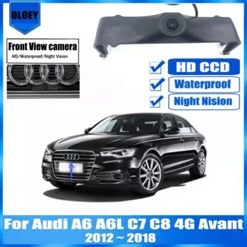 Автомобильная камера переднего вида для Audi A6 A6L C7 C8 4G Avant 2012 2013 2014 ~ 2018 Передняя камера Водонепроницаемая парковочная камера с логотипом Night Nision