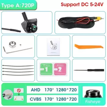 Автомобильная камера заднего вида 170 градусов «рыбий глаз» ночного видения без перфорации AHD 1920*1080P CVBS NTSC PAL Универсальный резервный парковочный объектив