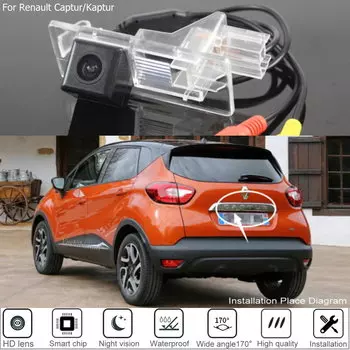 Автомобильная камера заднего вида для Renault Captur 2013 ~ 2018 HD CCD ночного видения, автомобильная задняя камера заднего вида для Renault Kaptur 2016 ~ 2020