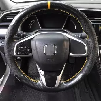 Автомобильная крышка рулевого колеса сшитая вручную черное углеродное волокно для Honda Civic 10 2016 2017 CRV CR-V 2017 Автомобильные аксессуары