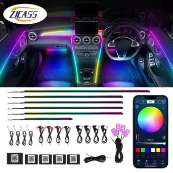 Автомобильная лампа 18 в 1, 64 цвета, RGB, управление в приложении