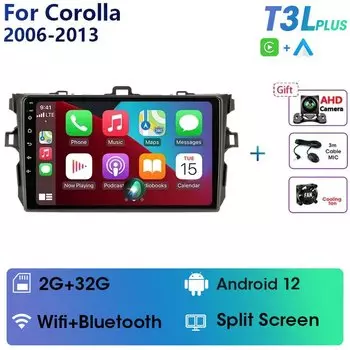 Автомобильная магнитола JMCQ 9 "Android 12,0 для Toyota Corolla E140/150 2007 2008 2009 2010 2011 2012 2013 мультимедийный плеер 2 Din головное устройство