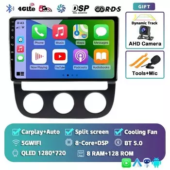 Автомобильная магнитола на Android 13 для Volkswagen Jetta 5 2005 2006 2007 2008 2009 2010, автомобильный радиоприемник с GPS, мультимедийный плеер, стерео головное устройство 4G